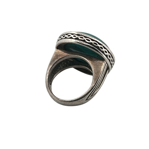 109 - Chunky Silver and Turquoise Ring by Barse, Thailand, size N 14.1g