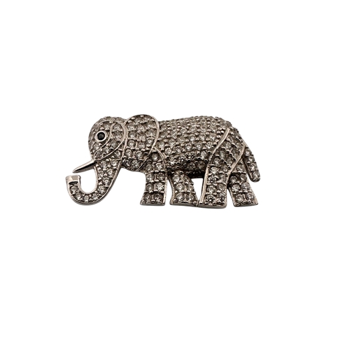 118 - Silver & Cubic Zirconia Elephant Pendant by Elanza. Stamped Elzana 925. 3.9g