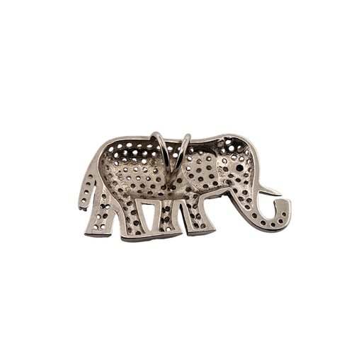 118 - Silver & Cubic Zirconia Elephant Pendant by Elanza. Stamped Elzana 925. 3.9g