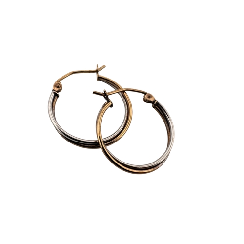 153 - Pair of Yellow and White Gold Hoop Earrings. Stamped 9K, 0.9g