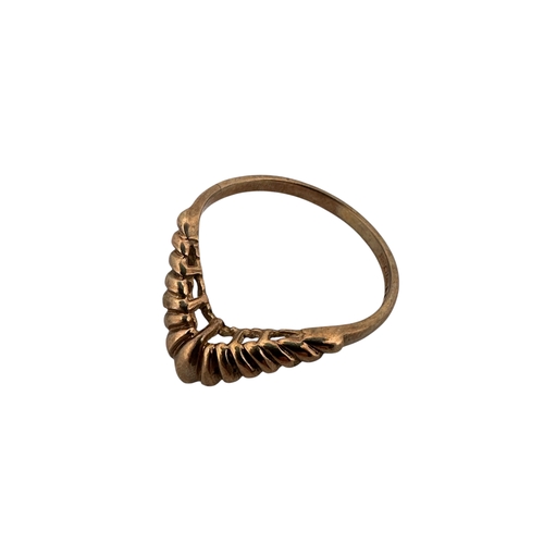 188 - Nine Carat Gold Wishbone Ring, size M, 1.9g