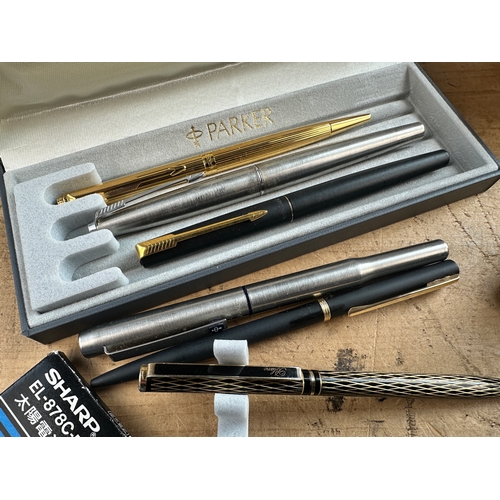 347 - Group of Collectables mostly Office or Desk Related including Four Vintage Parker Pens