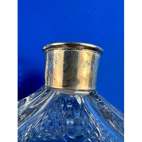 190 - Cut Crystal Decanter with Silver Collar - Hallmarks Visible but Rubbed