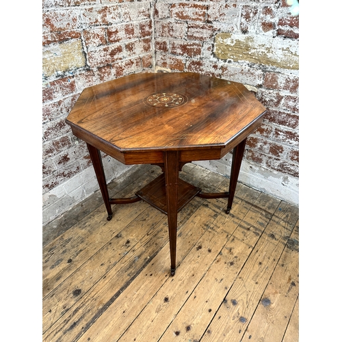 946 - Edwardian Inlaid, Octagonal Centre Table on Castors