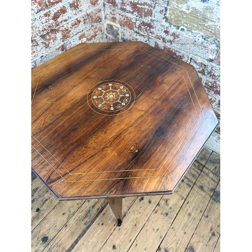 946 - Edwardian Inlaid, Octagonal Centre Table on Castors