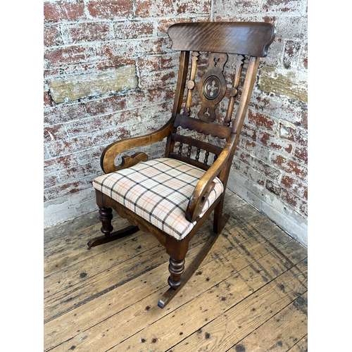 947 - Early 20th Century Heavy Wooden Rocking Chair