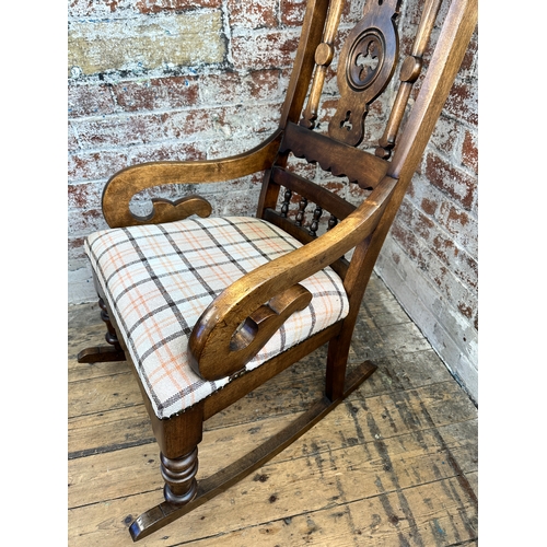 947 - Early 20th Century Heavy Wooden Rocking Chair