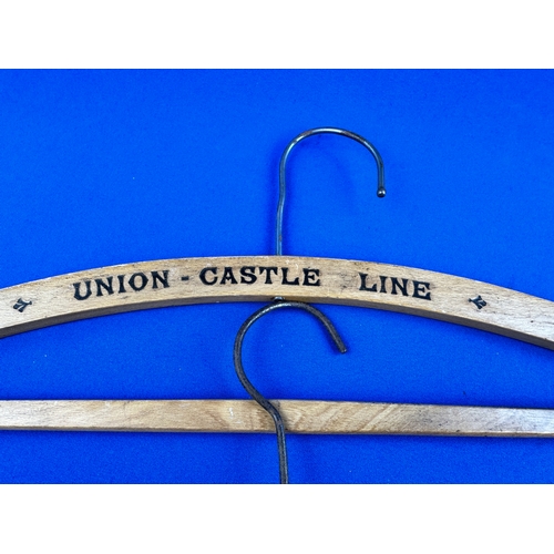 356 - Two Vintage Advertising Wooden Coat Hangers including Union Castle Line