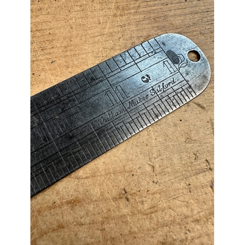 364 - Antique & Vintage Rulers including Victorian Steel Ruler by W. Whittam, Salford 1882