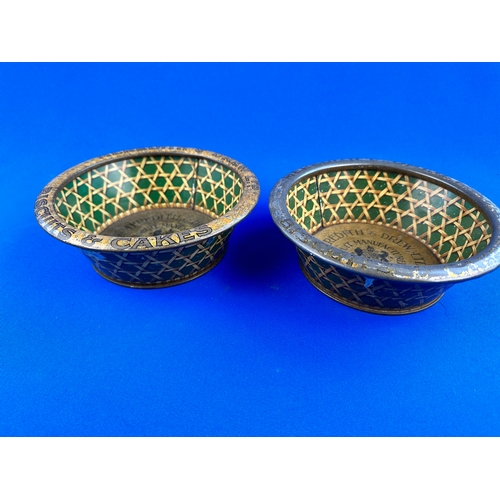 373 - Two Rare Meredith & Drew Basket Weave Tin Bowls