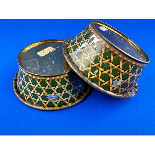 373 - Two Rare Meredith & Drew Basket Weave Tin Bowls