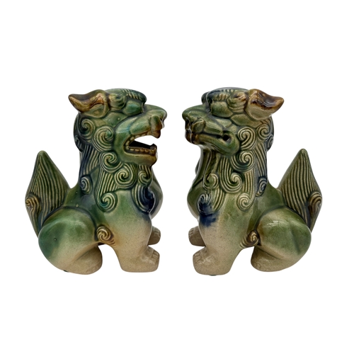 705 - Pair of Vintage Chinese Ceramic Foo Dogs