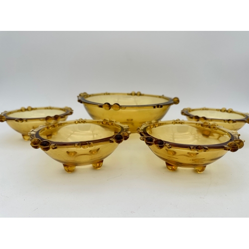 707 - Set of Art Deco Amber Glass Dessert Bowls