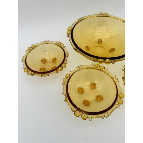 707 - Set of Art Deco Amber Glass Dessert Bowls