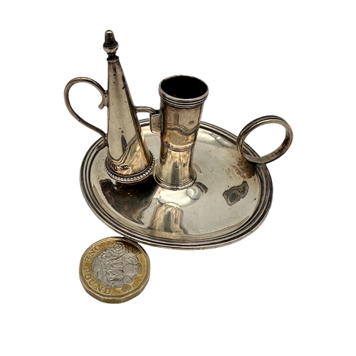 192 - Georgian Silver Chamber Stick with Snuffer, Hallmarked London 1794 by John Mewburn - 61.9g