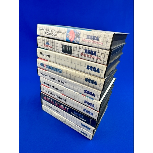 43 - 10 Boxed Sega Master System Games including: James Pond 2 - Codename Robocod