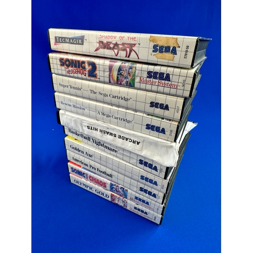 48 - 10 Boxed Sega Master System Games including: Shadow of the Beast