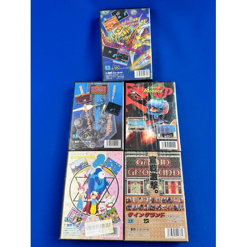 88 - Five Japanese Boxed Sega Mega Drive Games including:Magic Hat no Buttobi Turbo, Arrow Flash, ESWAT, ... 