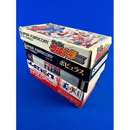 171 - Five Boxed Japanese Super Famicom (SNES) Games including, F-Zero