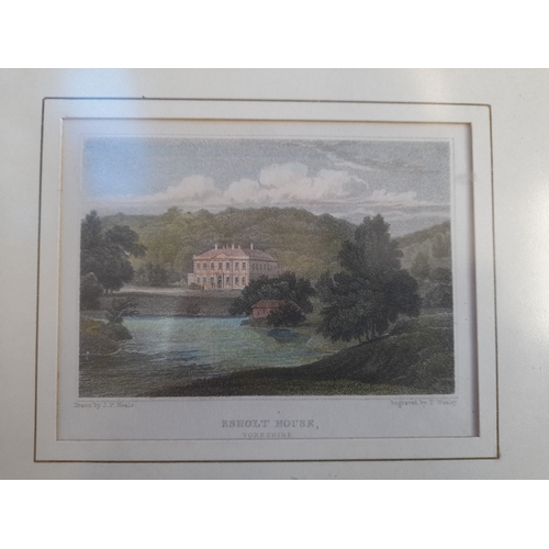 624 - Mounted and Framed Coloured Engraving of Esholt House circa 1830 - drawn by J. P. Neale, engraved by... 