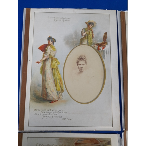 360 - 4 Coloured Pages from Victorian Cabinet Photo Album with Photographs c1885