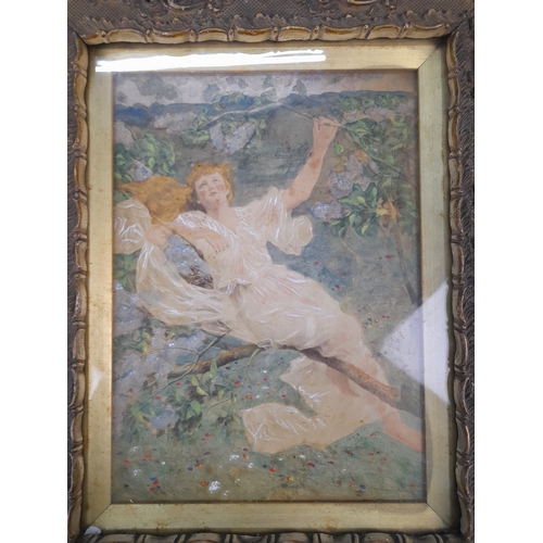 362 - Watercolour in Ornate Antique Frame - 35.5 x 28.5cm to frame edges, markings to bottom corner