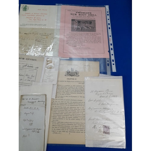 363 - Quantity of 19th Century Ephemera including Bills, Receipts and Correspondence