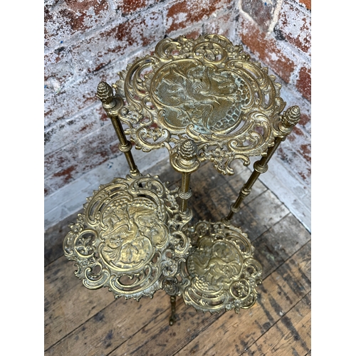 727 - Brass Three Tier Plant Stand