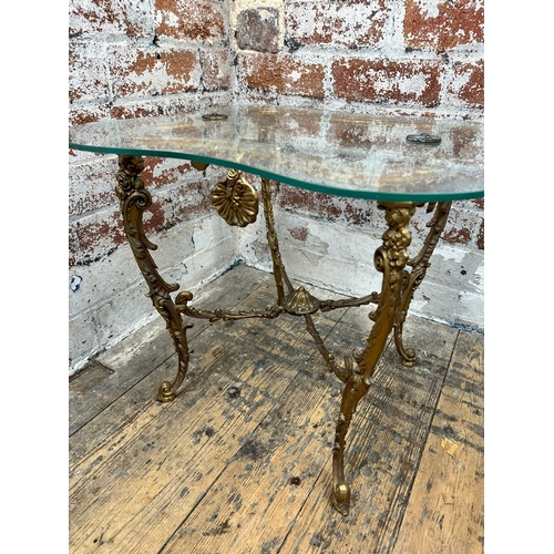 728 - Vintage Brass & Glass Style Table