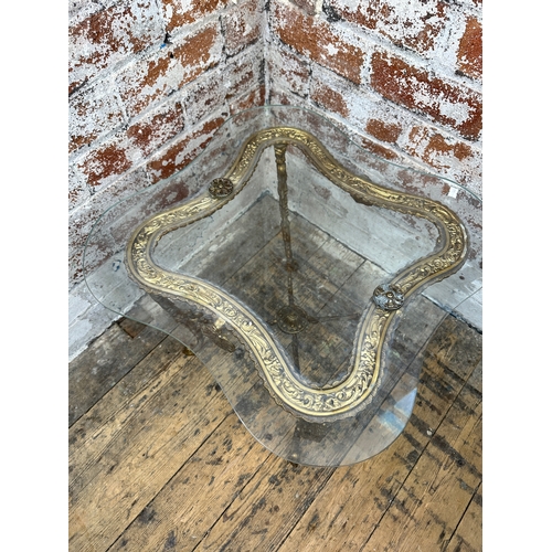 728 - Vintage Brass & Glass Style Table