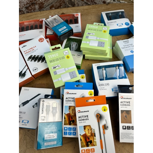 692 - Box of Headphones & Connection Cables etc.