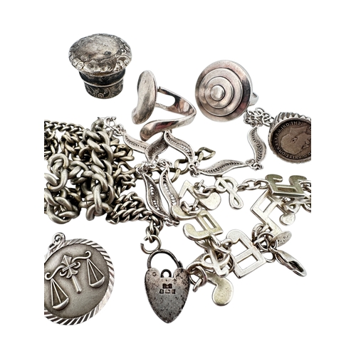 245 - Group of Silver & White Metal Items 90g