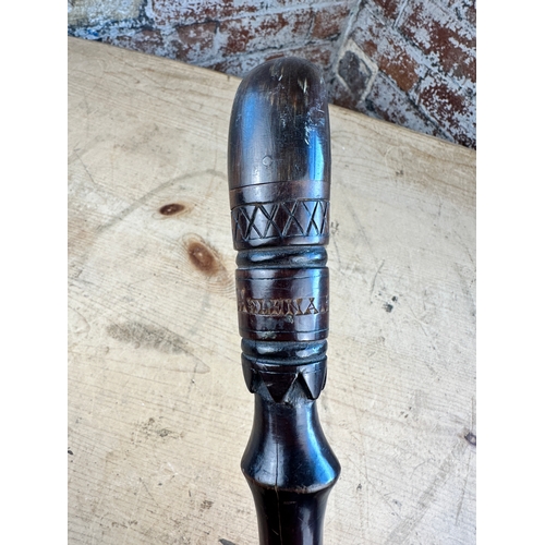 472 - Boer War, Prisoner of War Art Walking Stick. St Helena 1901. Horn Handle.