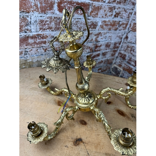 716 - Pair of Ornate Gilt Metal Five Arm Chandeliers