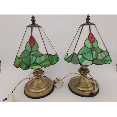 718 - Pair of Tiffany Style Lamps - 36cm tall