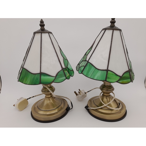 718 - Pair of Tiffany Style Lamps - 36cm tall