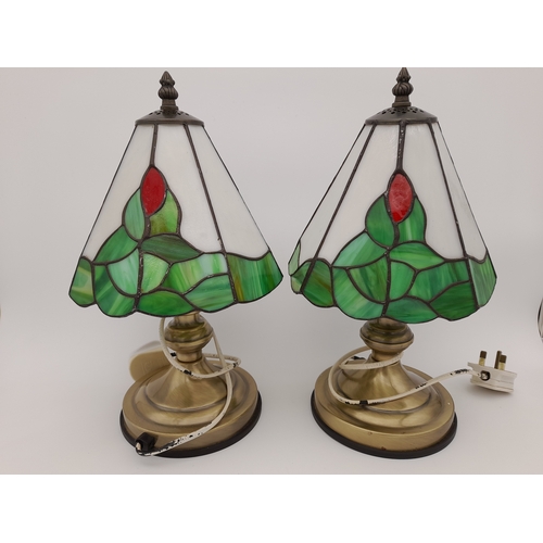 718 - Pair of Tiffany Style Lamps - 36cm tall