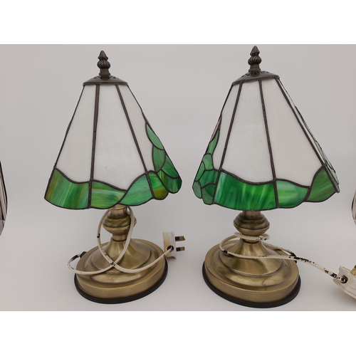 718 - Pair of Tiffany Style Lamps - 36cm tall