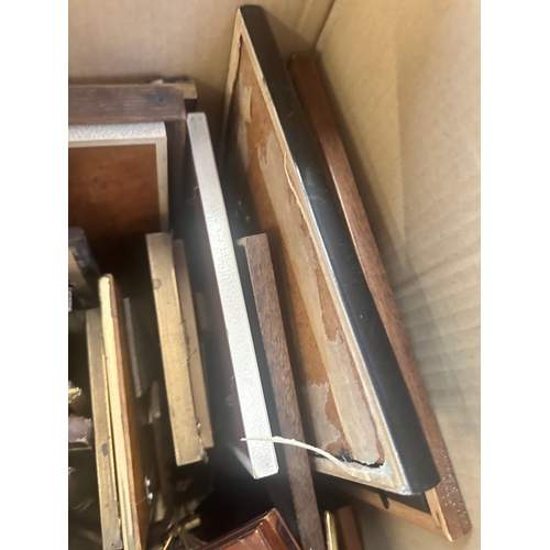 688 - Box of Vintage Picture Frames & Antique Photograph Album