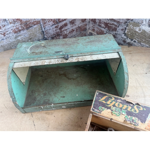 487 - Vintage Bread Bin & Keys including Vintage Furniture Keys