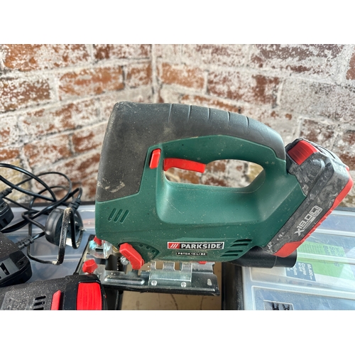 659 - Two Bosch Sanders & Parkside Cordless Jigsaw