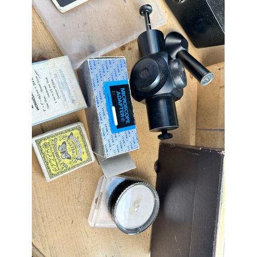 598 - Gillet & Sibert Limited Conference Microscope with Lots of Extar Accessories etc.