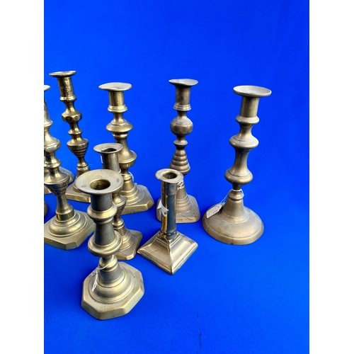 492 - Group of Antique Brass Candlesticks