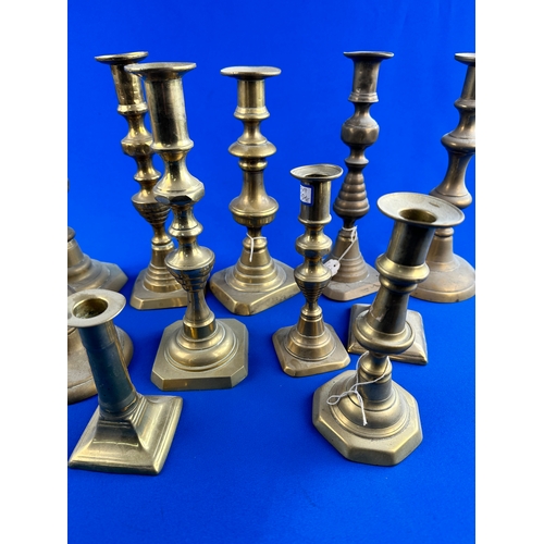 492 - Group of Antique Brass Candlesticks