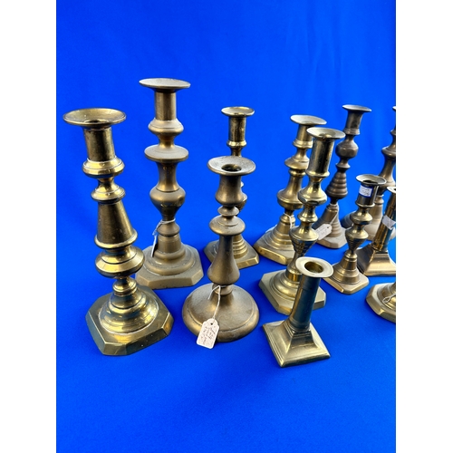 492 - Group of Antique Brass Candlesticks