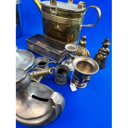 493 - Mixed Metalware including, Pewter, Brass & Silver Plate