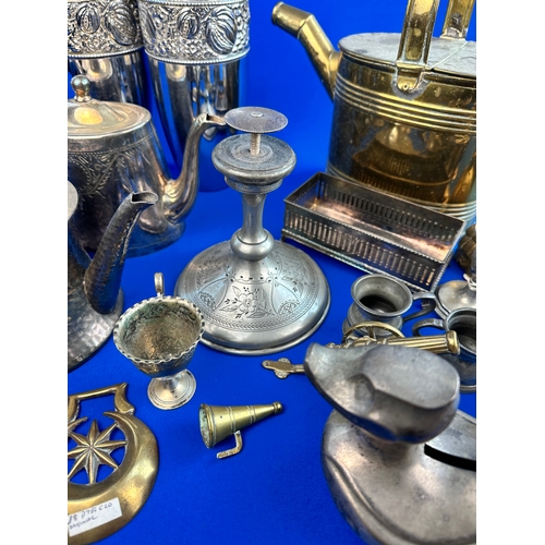 493 - Mixed Metalware including, Pewter, Brass & Silver Plate