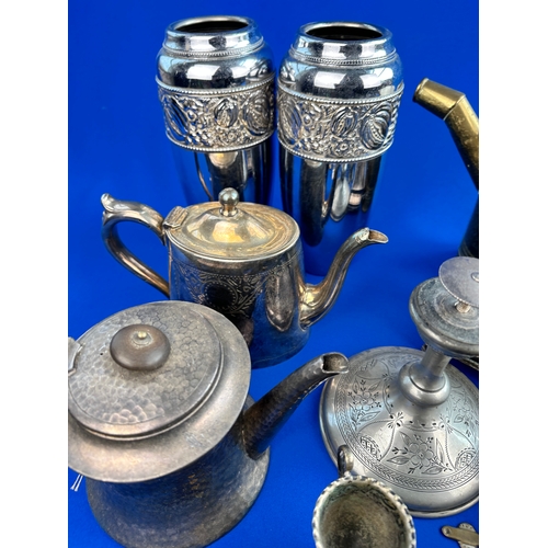 493 - Mixed Metalware including, Pewter, Brass & Silver Plate