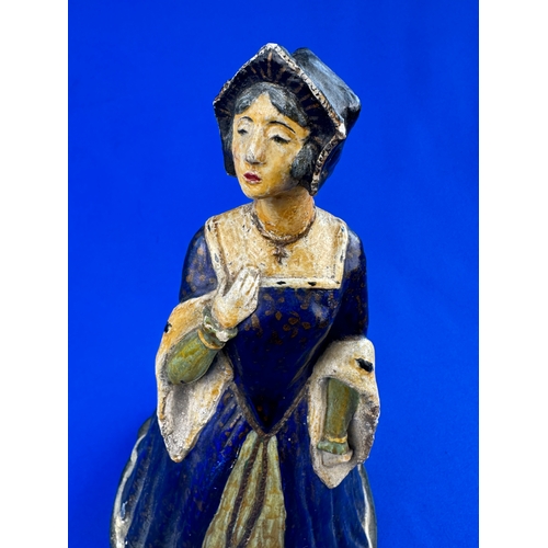 499 - Old Hand Painted Plaster Cast Figurine