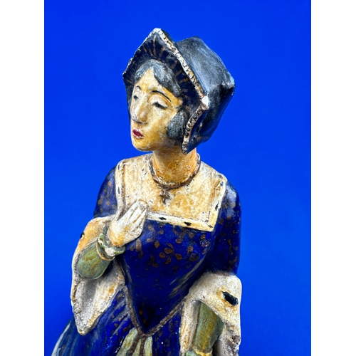 499 - Old Hand Painted Plaster Cast Figurine